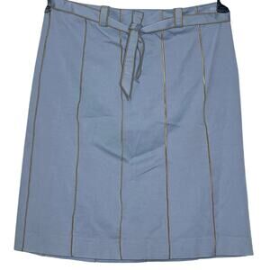 Development Blue with Brown Stripe A Line Mini Skirt Belted Size 4